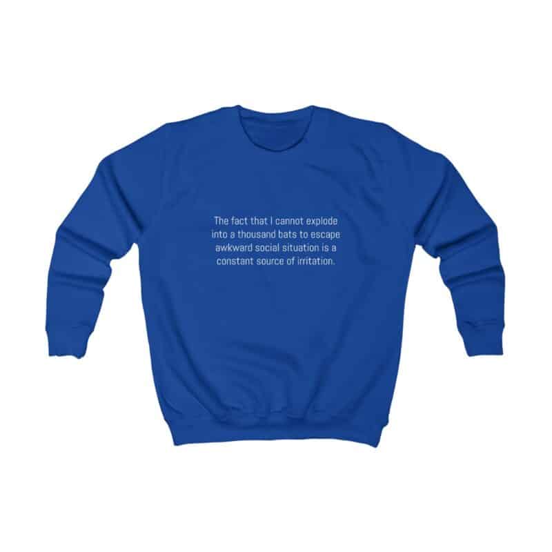 Funny Awkward Bat Meme Kids Sweatshirt