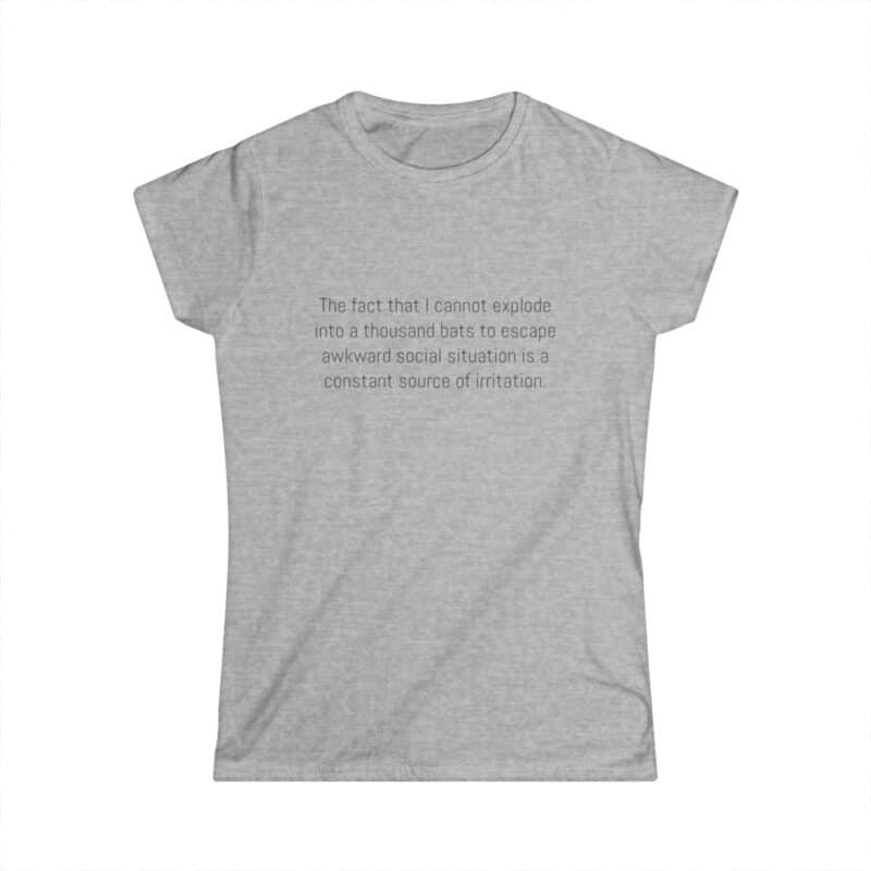 Funny Awkward Bat Meme Women's Soft Style Tee