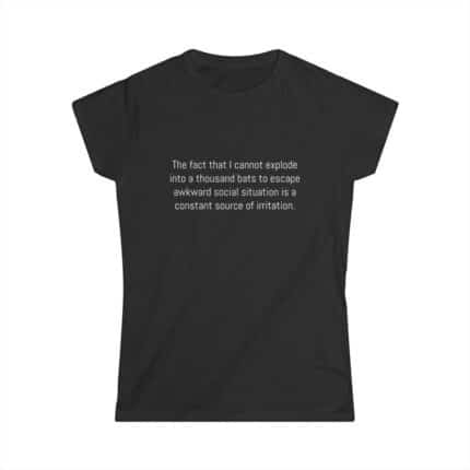 Funny Awkward Bat Meme Women's Soft Style Tee