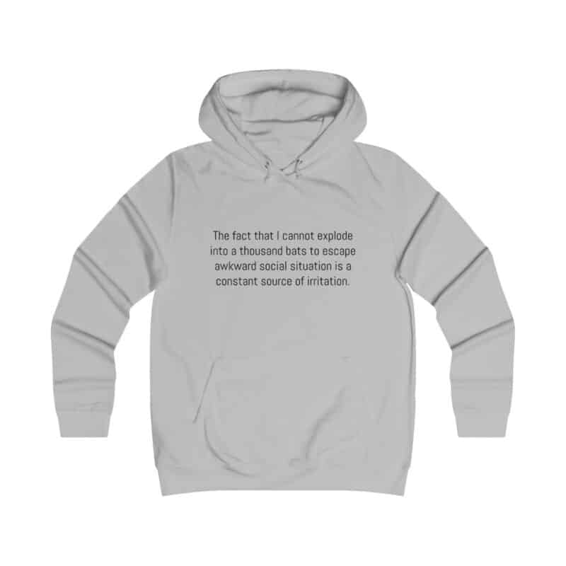 Funny Awkward Bat Meme Girlie College Hoodie