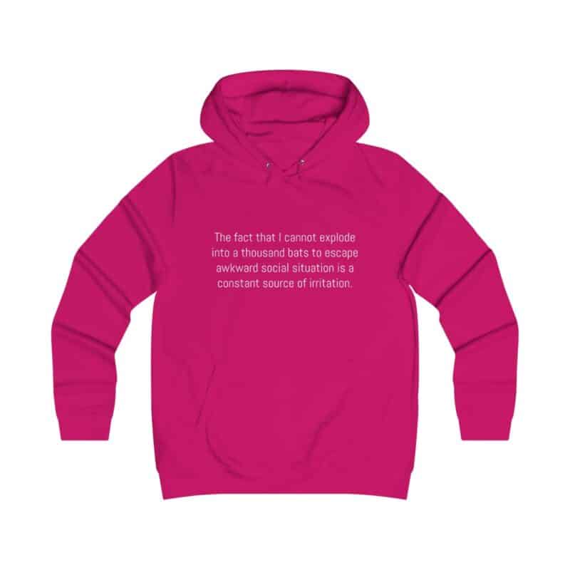 Funny Awkward Bat Meme Girlie College Hoodie