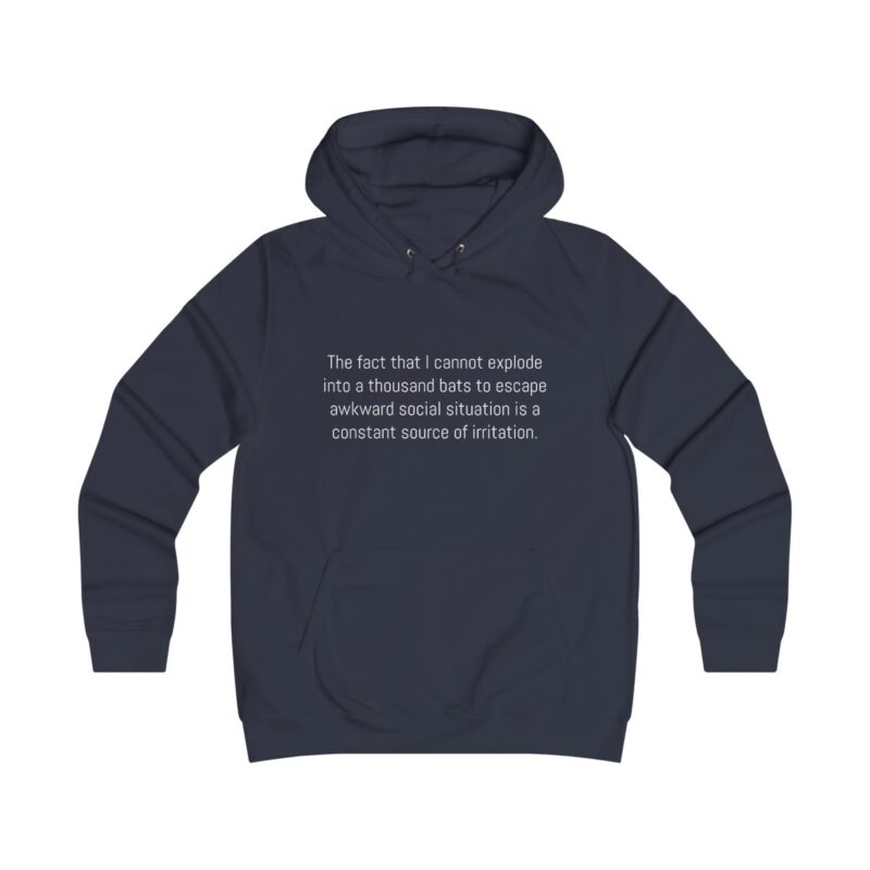 Funny Awkward Bat Meme Girlie College Hoodie