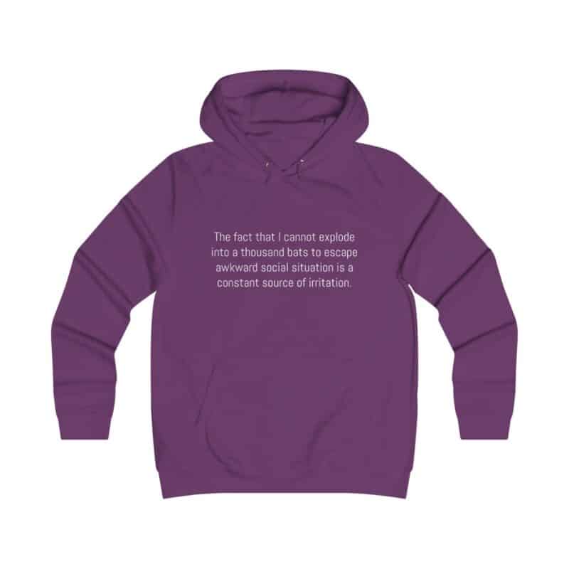 Funny Awkward Bat Meme Girlie College Hoodie