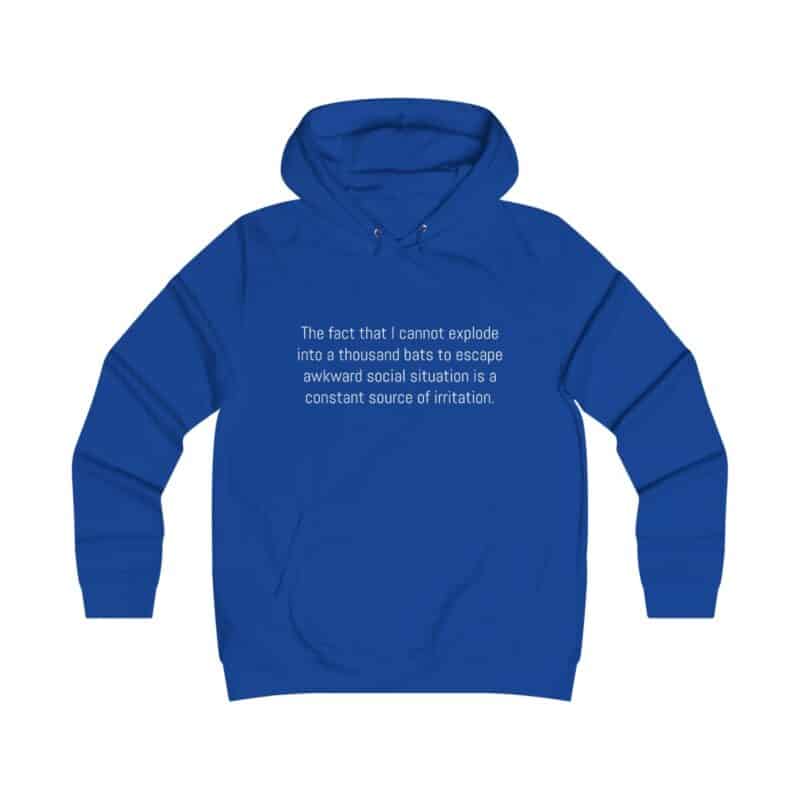 Funny Awkward Bat Meme Girlie College Hoodie