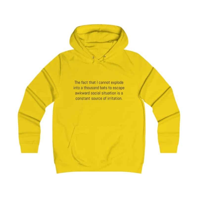 Funny Awkward Bat Meme Girlie College Hoodie