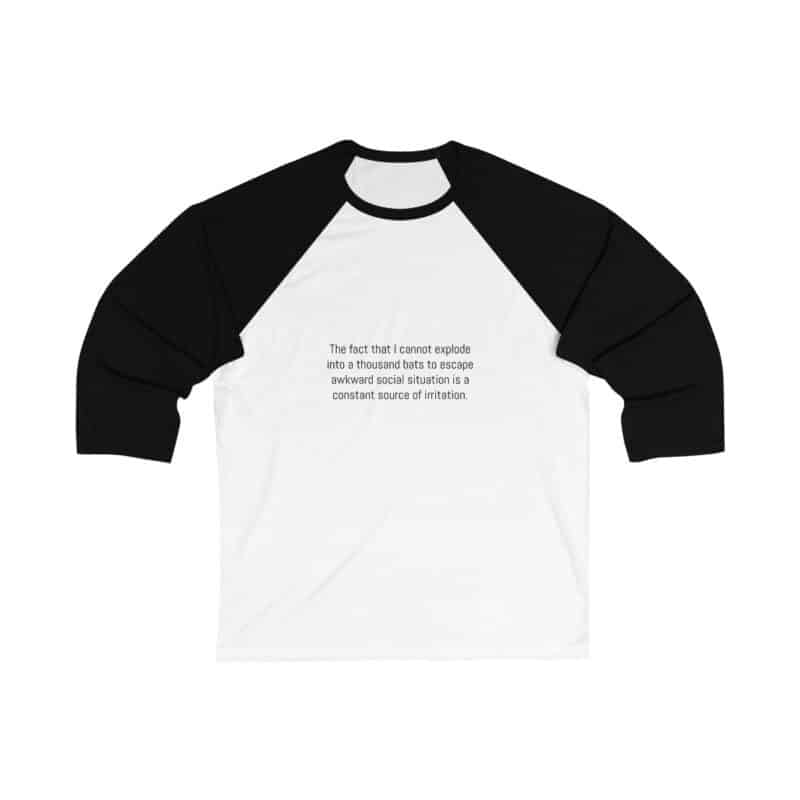 Funny Awkward Bat Meme 34 Sleeve Baseball Tee