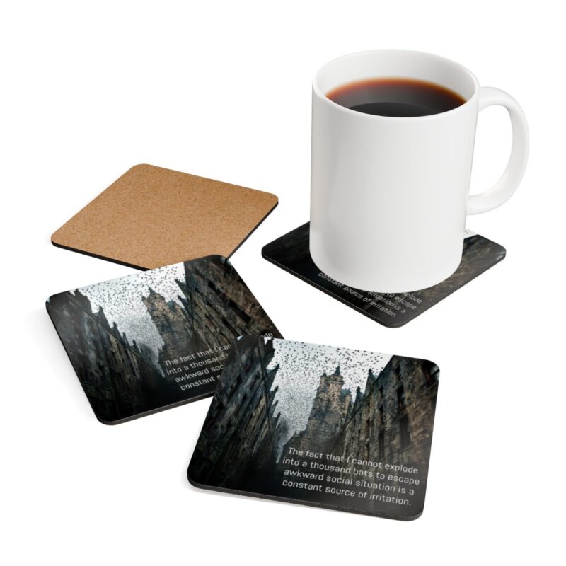 Funny Awkward Bat Meme Coaster Set