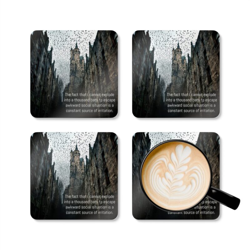 Funny Awkward Bat Meme Coaster Set