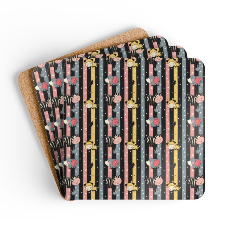 Cute Zebra, Elephant and Giraffe Coaster Set