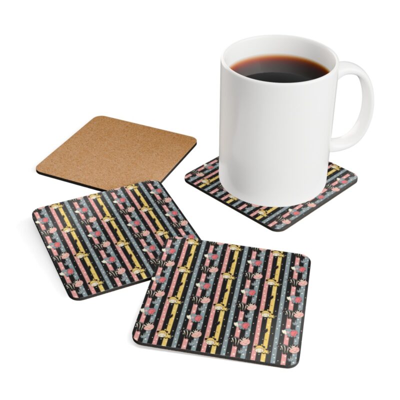 Cute Zebra, Elephant and Giraffe Coaster Set