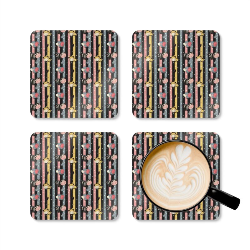 Cute Zebra, Elephant and Giraffe Coaster Set